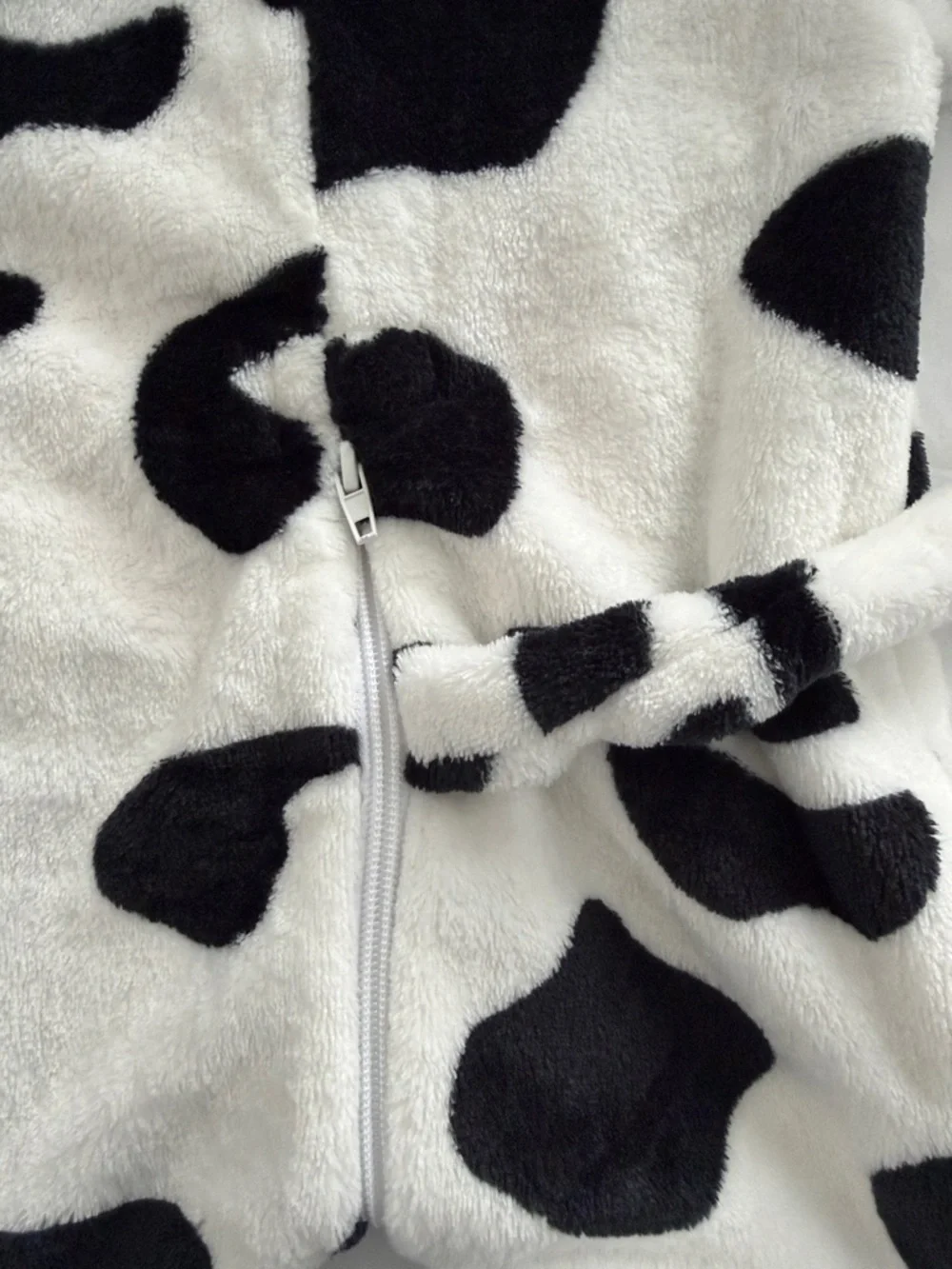 Kids Cow Fleece One-Piece Romper with Hood - Pink & Black